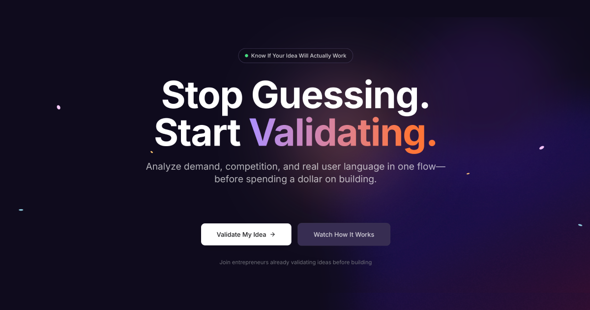 IdeaProof interface showing startup validation report and brand assets